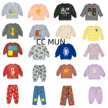 Set pentru copii 23 de Primăvară/Vară BC Băieți Pulover Maneca Lunga T de Jos Garda de Pantaloni Set de Fete Usoare Pantaloni Denim Curea de Pantaloni